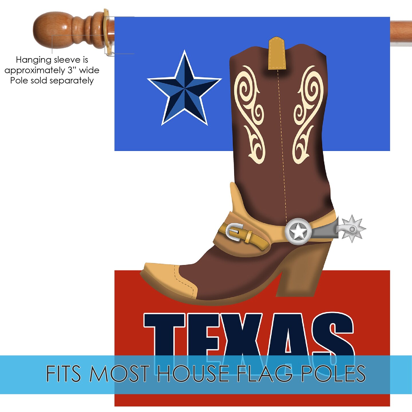 Texas Cowboy Boot Decorative Texas Flag
