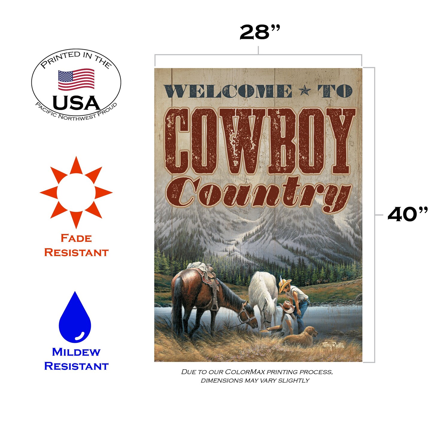 Cowboy Country Decorative Welcome Flag