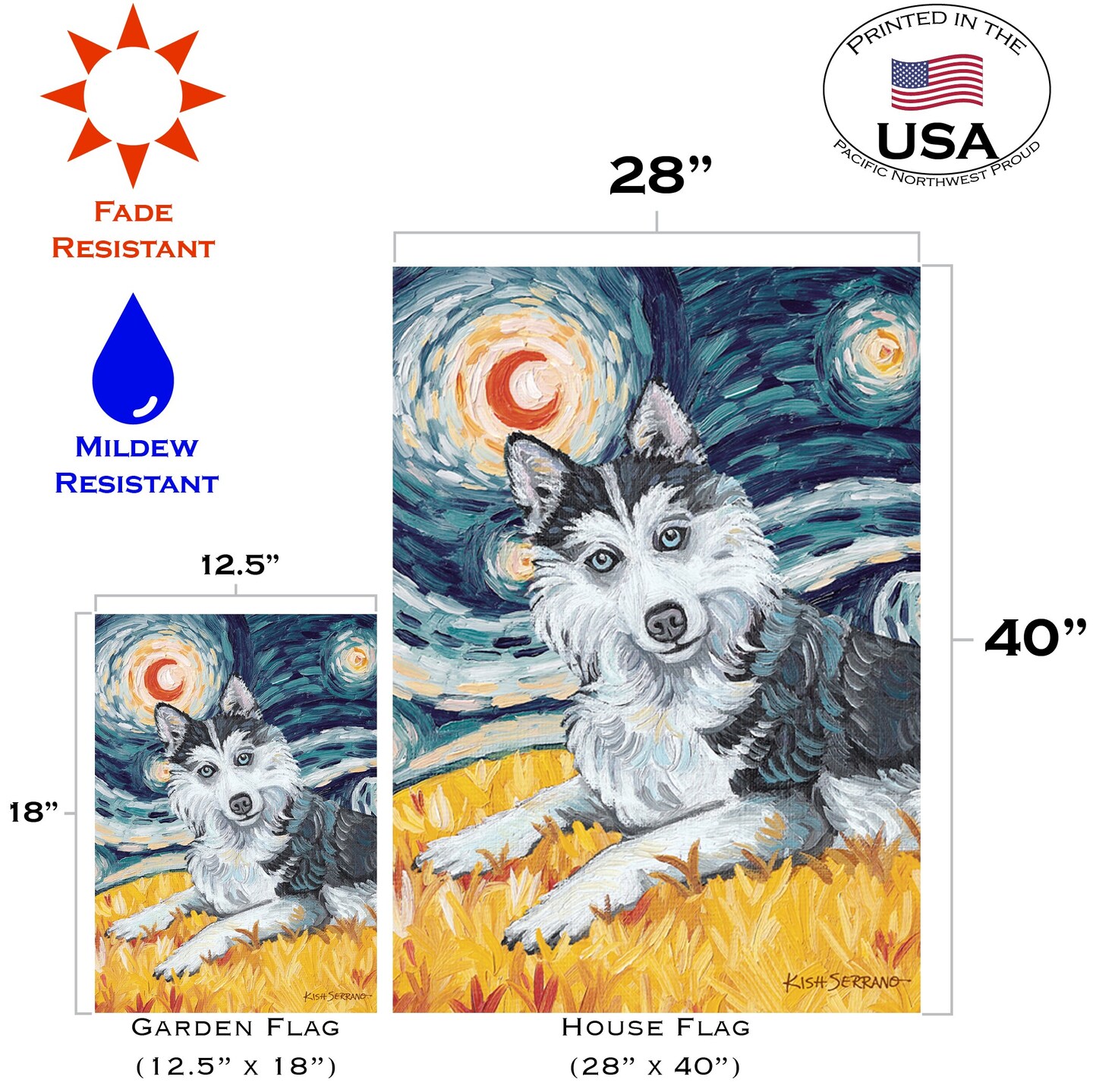 Van Growl-Siberian Husky Decorative Dog Flag