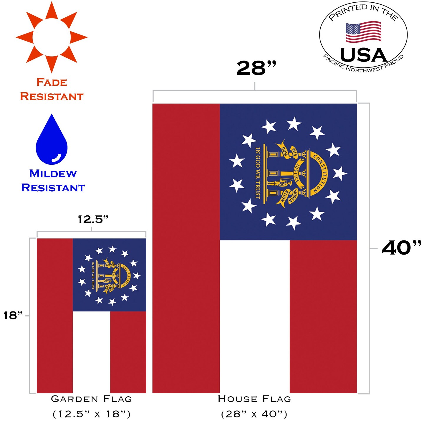 Georgia State Flag Decorative  Flag