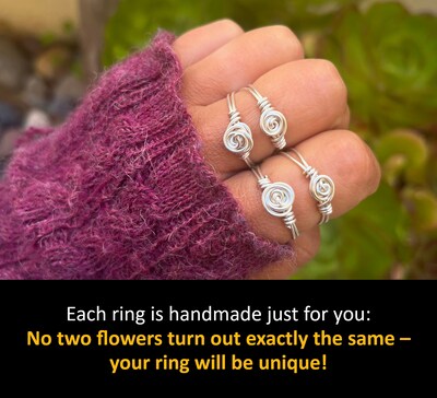 Flower fidget ring, sterling silver, anxiety rings, worry, spinner ...