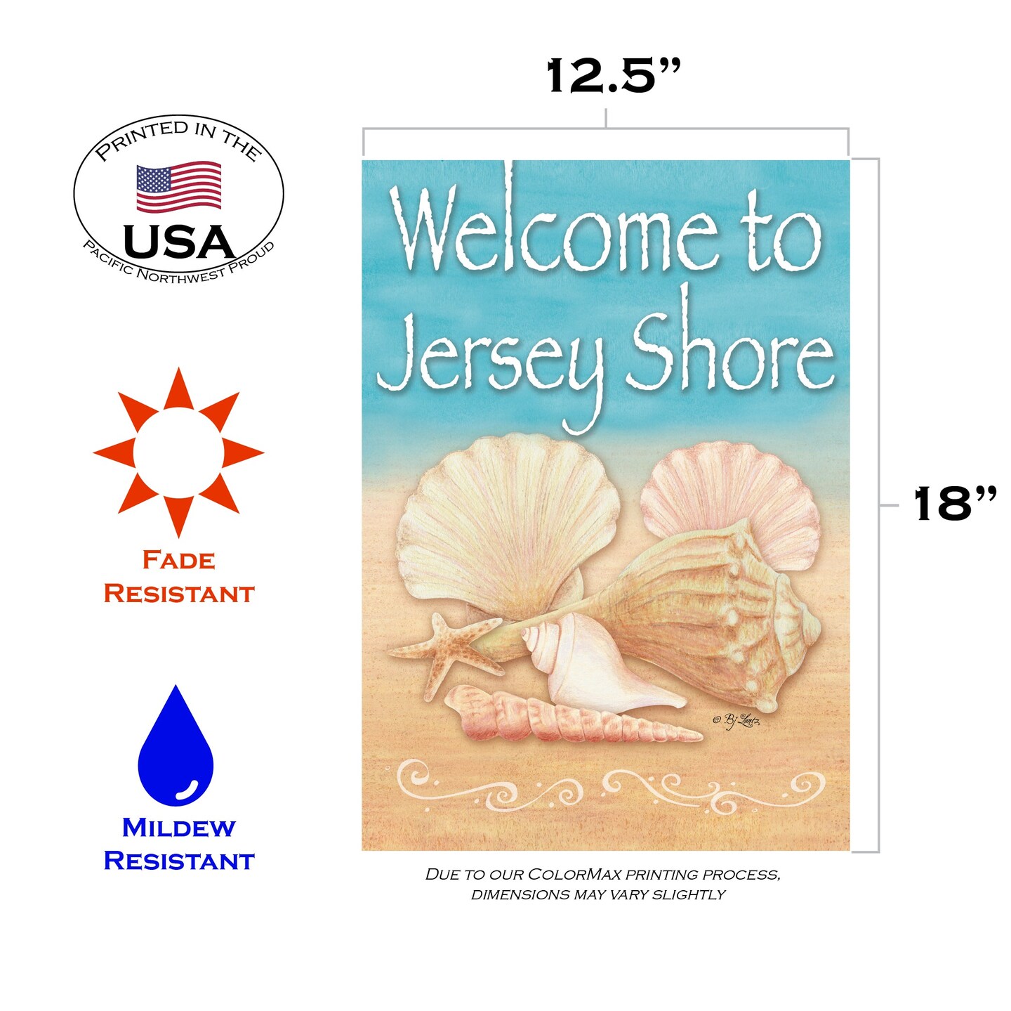 Welcome Shells-Jersey Shore Decorative Jersey Shore Flag