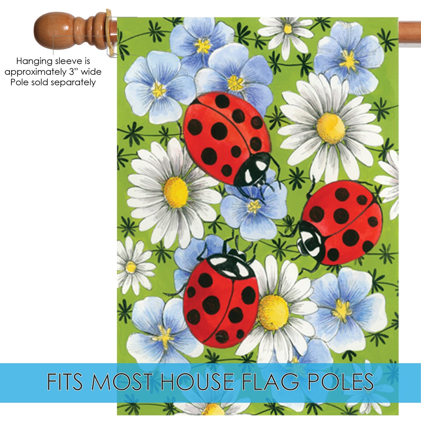 Flowers &#x26; Ladybugs Decorative Ladybug Flag
