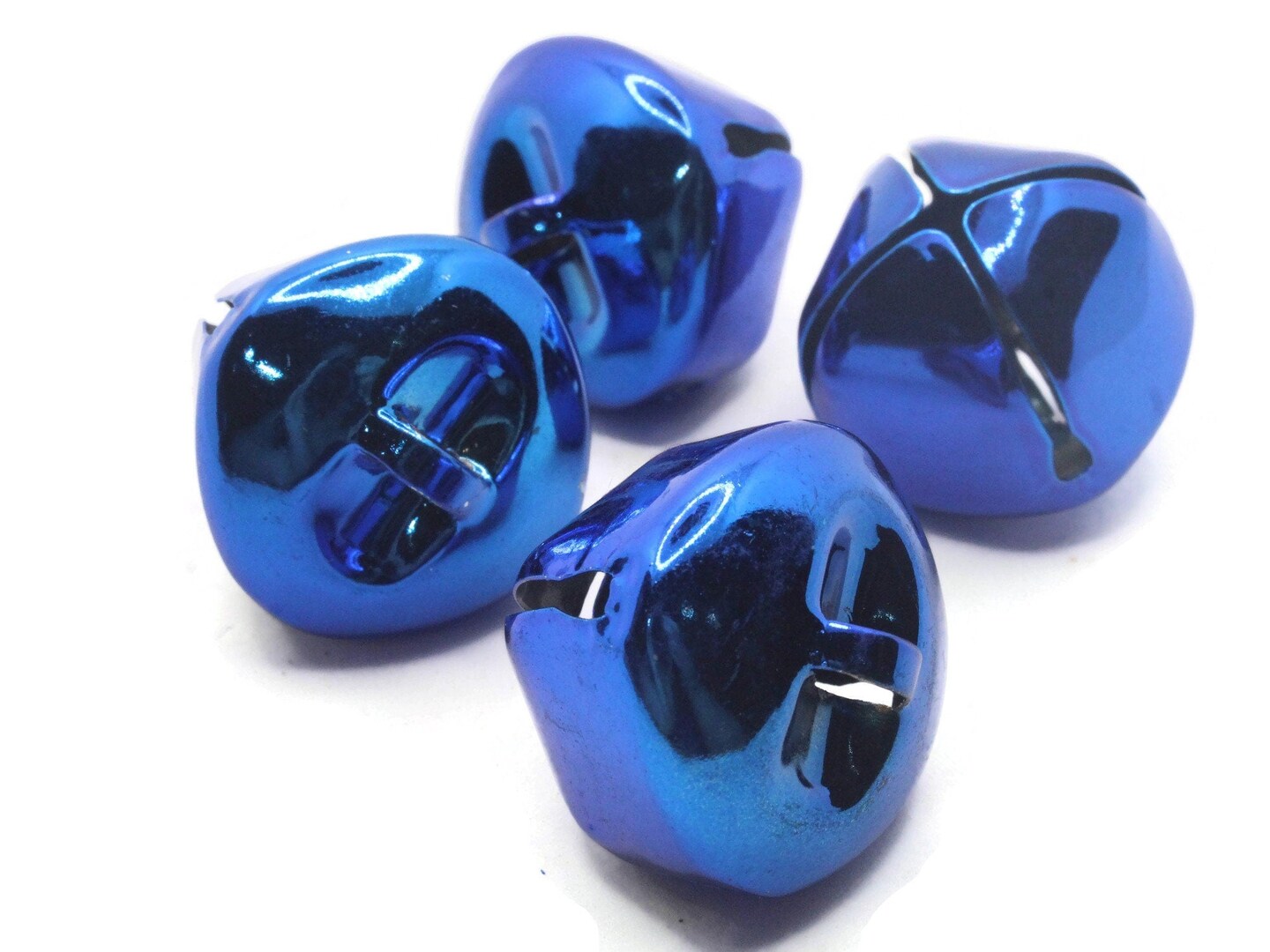 4 30mm Shiny Royal Blue Jingle Bells Christmas Sleigh Bell Charms