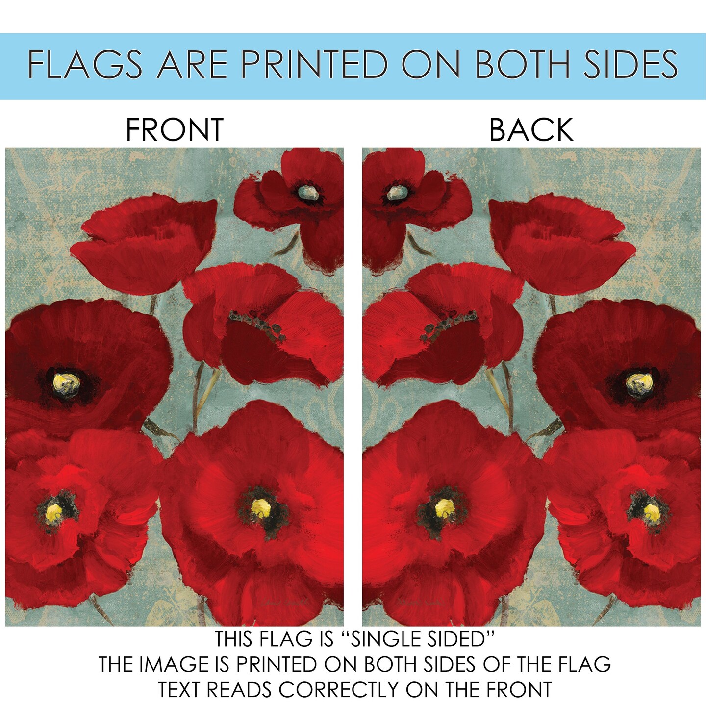 Red Painted Poppies Decorative Flower Flag