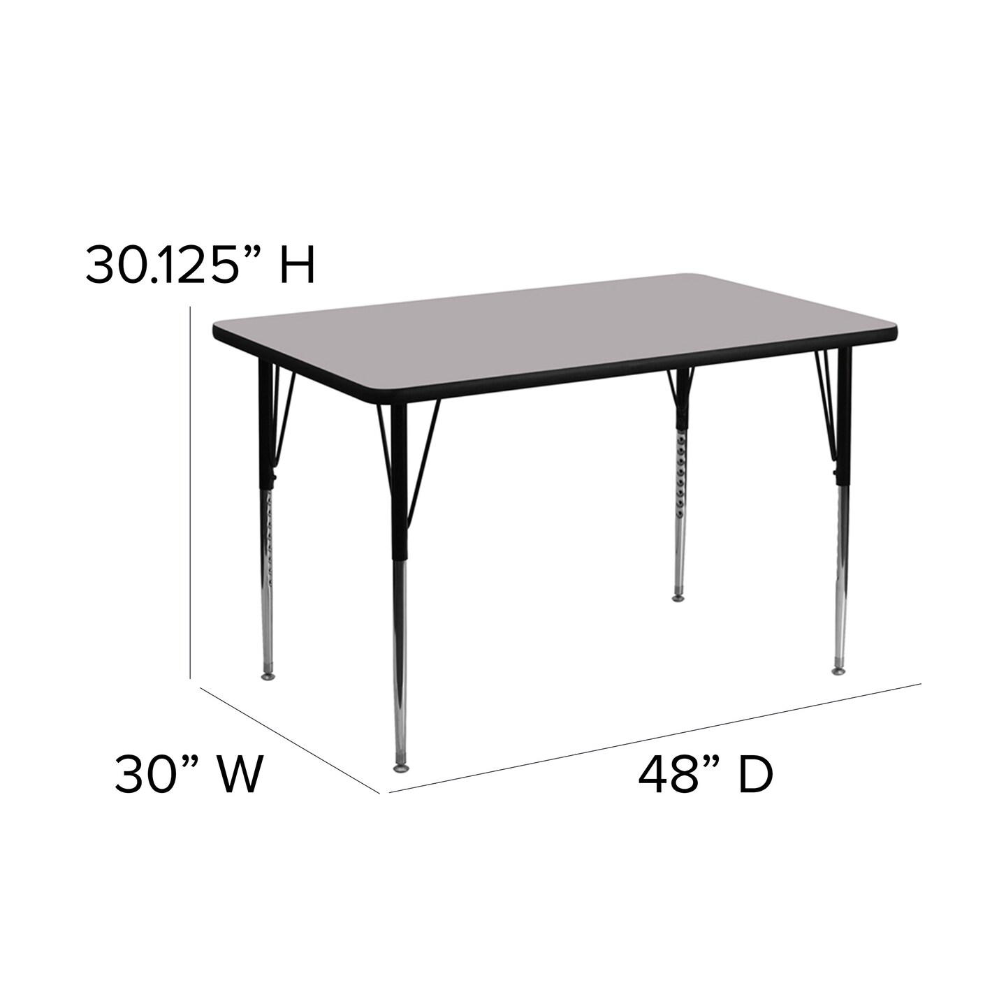Emma and Oliver 30x48 Rectangle Laminate Adjustable Activity Table
