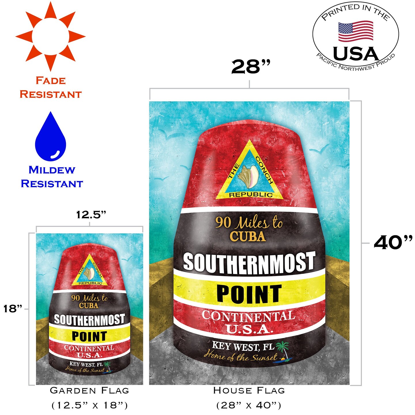 Southernmost Point Buoy Decorative Key West Flag