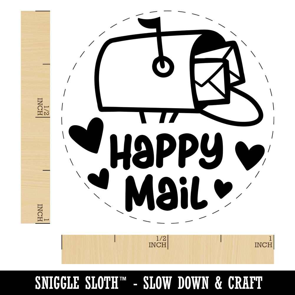 Happy Mail Envelope Mailbox with Heart Self-Inking Rubber Stamp for Stamping Crafting Planners