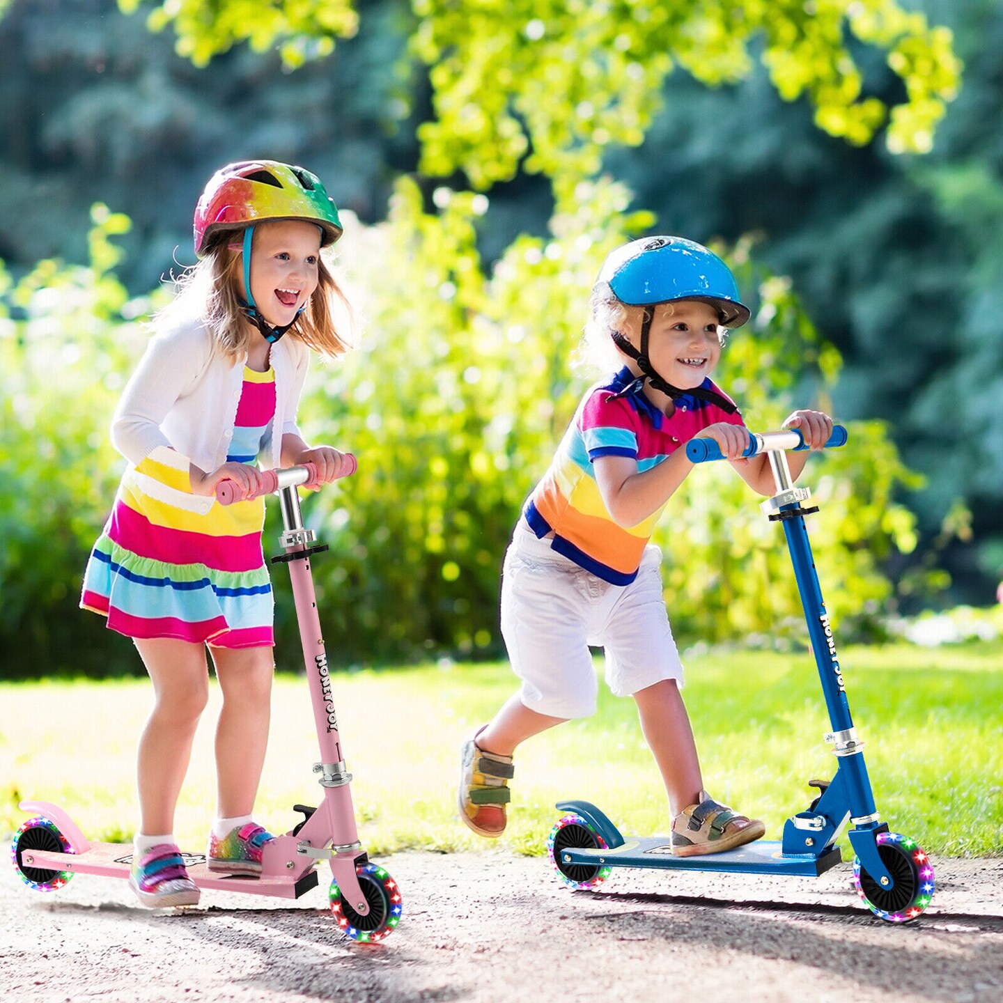 Kids Folding Kick Scooter with 3 Adjustable Heights for Outdoor