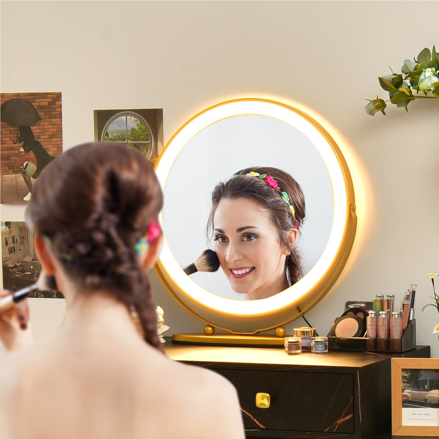 Modern Dressing Table with Storage Cabinet