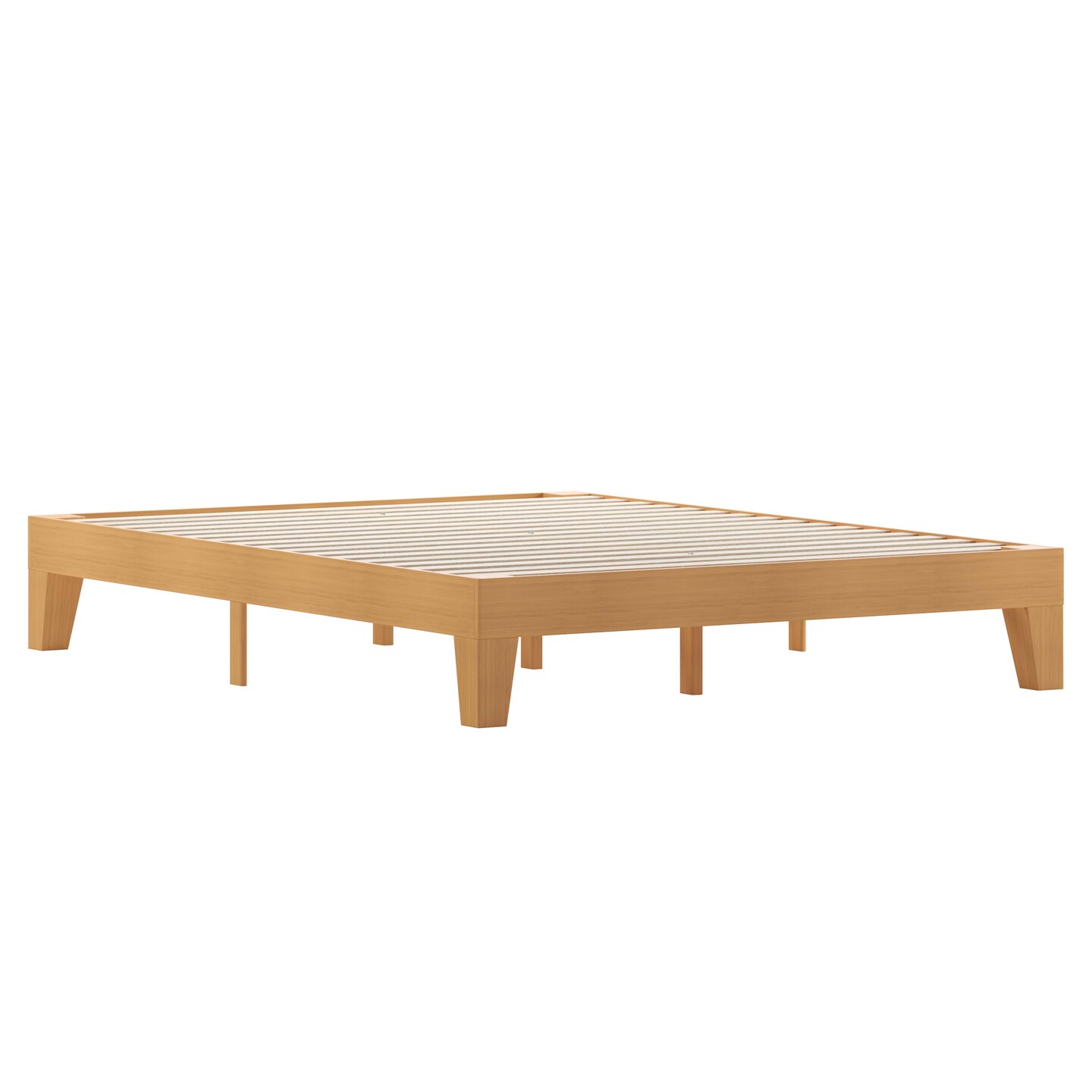 Merrick Lane Eduardo Platform Bed Frame, Solid Wood Platform Bed Frame With Slatted Support, No Box Spring Needed