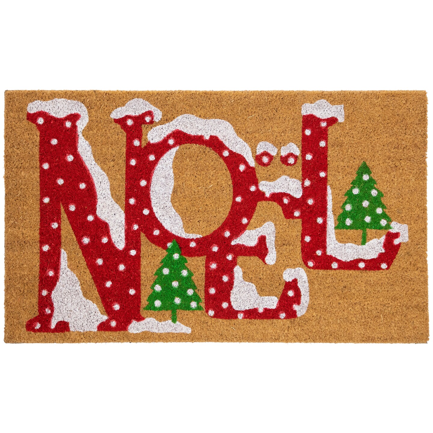 Northlight Brown and Red &#x22;Noel&#x22; Natural Coir Outdoor Christmas Doormat 18&#x22; x 30&#x22;