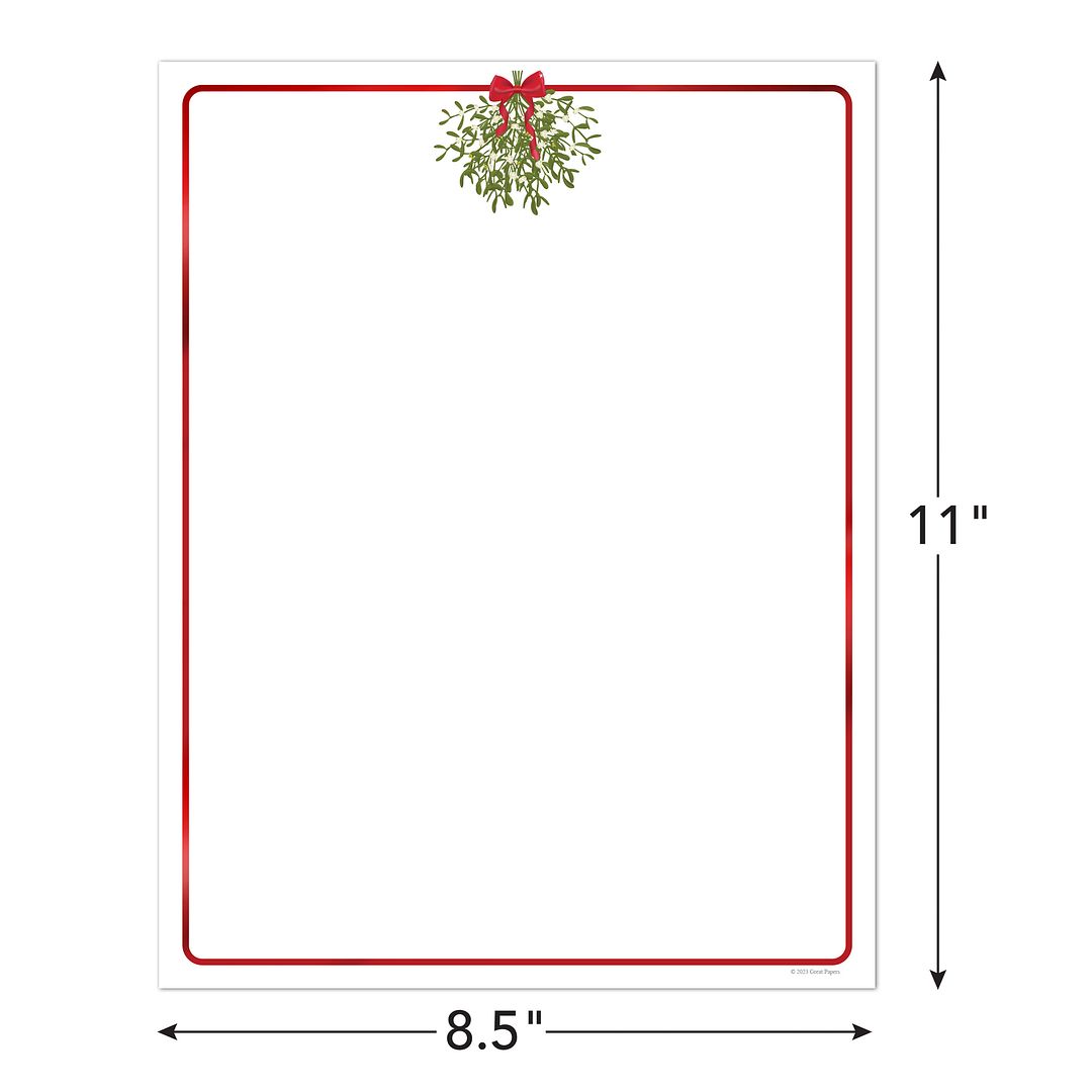 Great Papers! Foil Hanging Mistletoe Letterhead, for Invitations, Announcements and Personal Messages, Printer Friendly 8.5" x 11", 25 Pack (2023045)