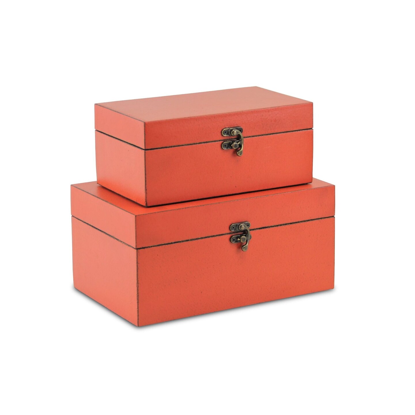 Contemporary Home Living Set of 2 Pink and Bronze Solid Storage Boxes ...