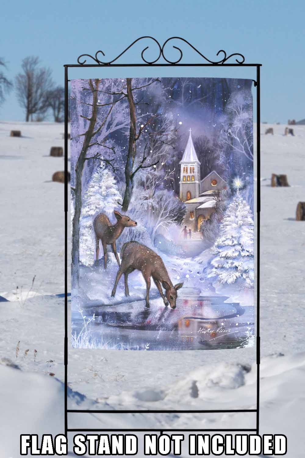 Frozen Fawns Decorative Winter Flag