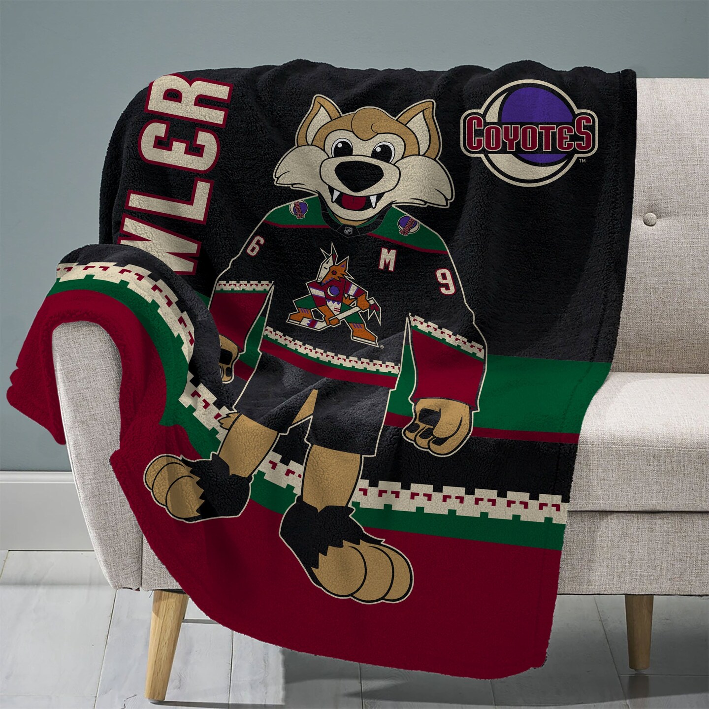 Sleep Squad Arizona Coyotes Howler Mascot 60&#x201D; x 80&#x201D; Raschel Plush Hockey Blanket