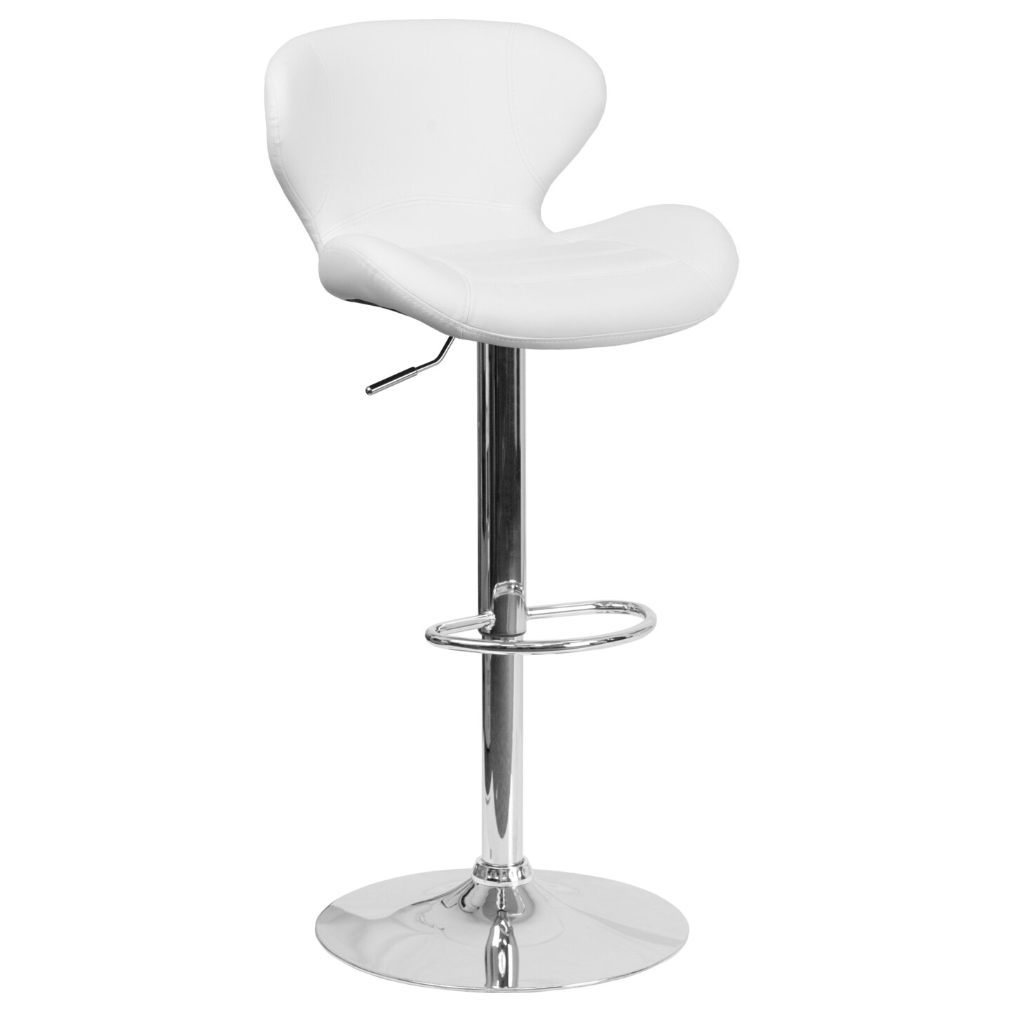Merrick Lane Quincy Adjustable Height Barstool Contemporary Bar Height Stool with Curved Back and Metal Base with Footrest
