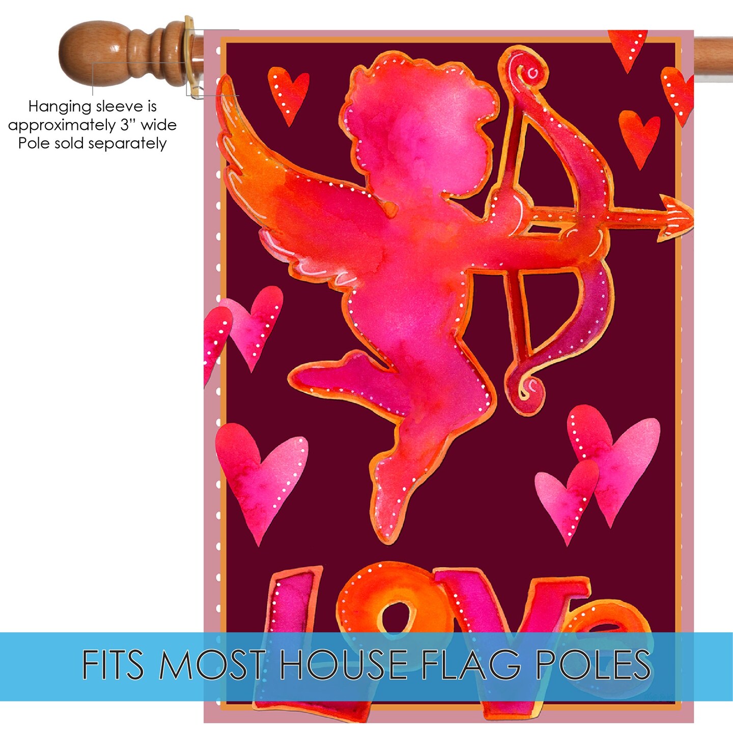 Cupid&#x27;s Arrow Decorative Valentine Flag