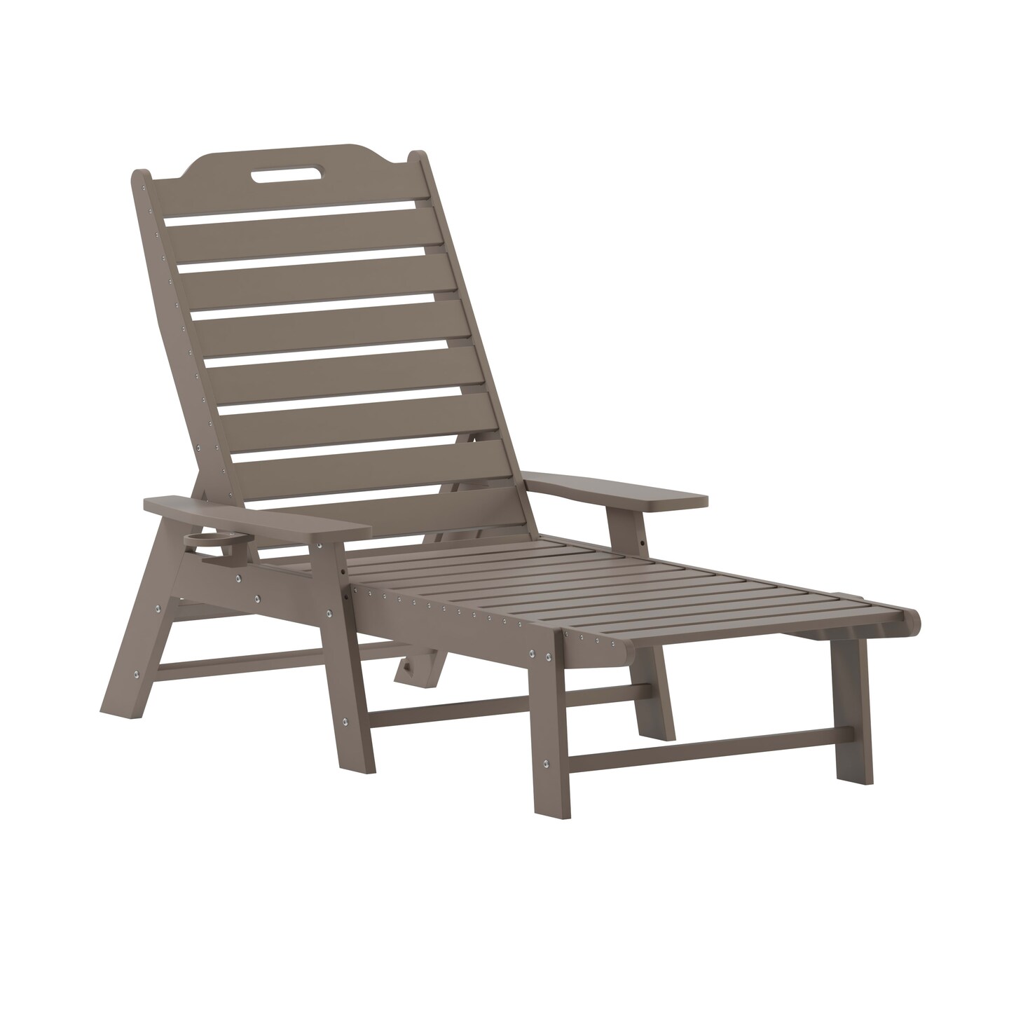 Merrick Lane Gaylord Adjustable Adirondack Lounger with Cup Holder- All-Weather Indoor/Outdoor HDPE Lounge Chair