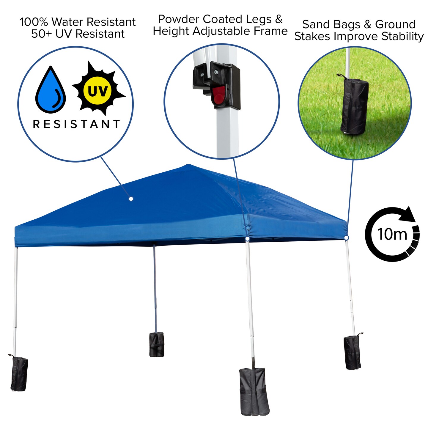 Emma and Oliver Outdoor Event/Tailgate Set with Pop Up Event Canopy with Wheeled Case, Bi-Fold Table and 4 Folding Chairs