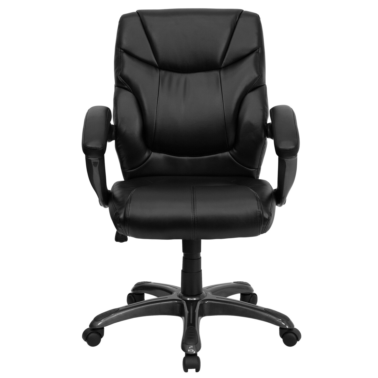 Emma and Oliver Mid-Back Leather Overstuffed Swivel Task Ergonomic Office Chair with Arms