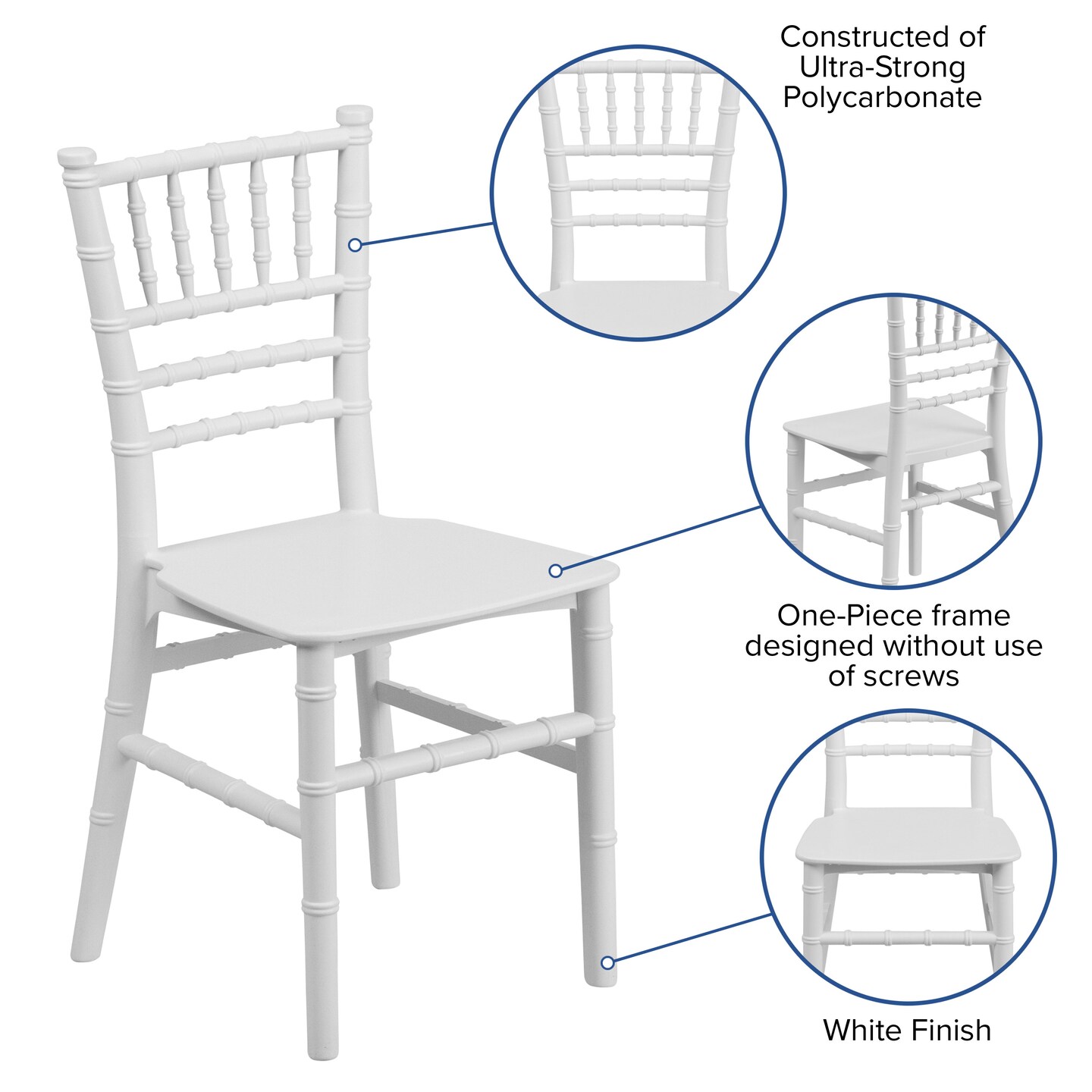 Emma and Oliver Child&#x2019;s All Occasion Resin Chiavari Chair for Home or Home Based Rental Business