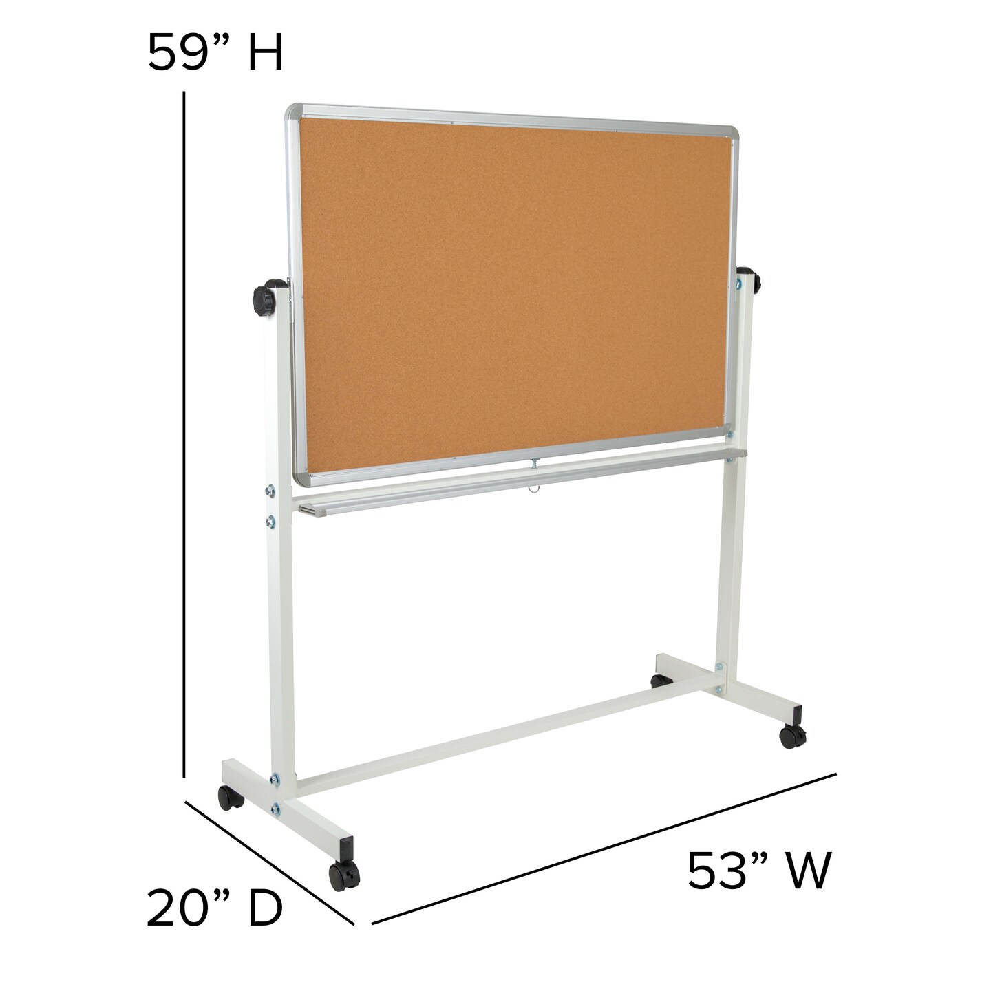 Emma and Oliver Reversible Mobile Cork Bulletin Board and White Board Stand with Pen Tray