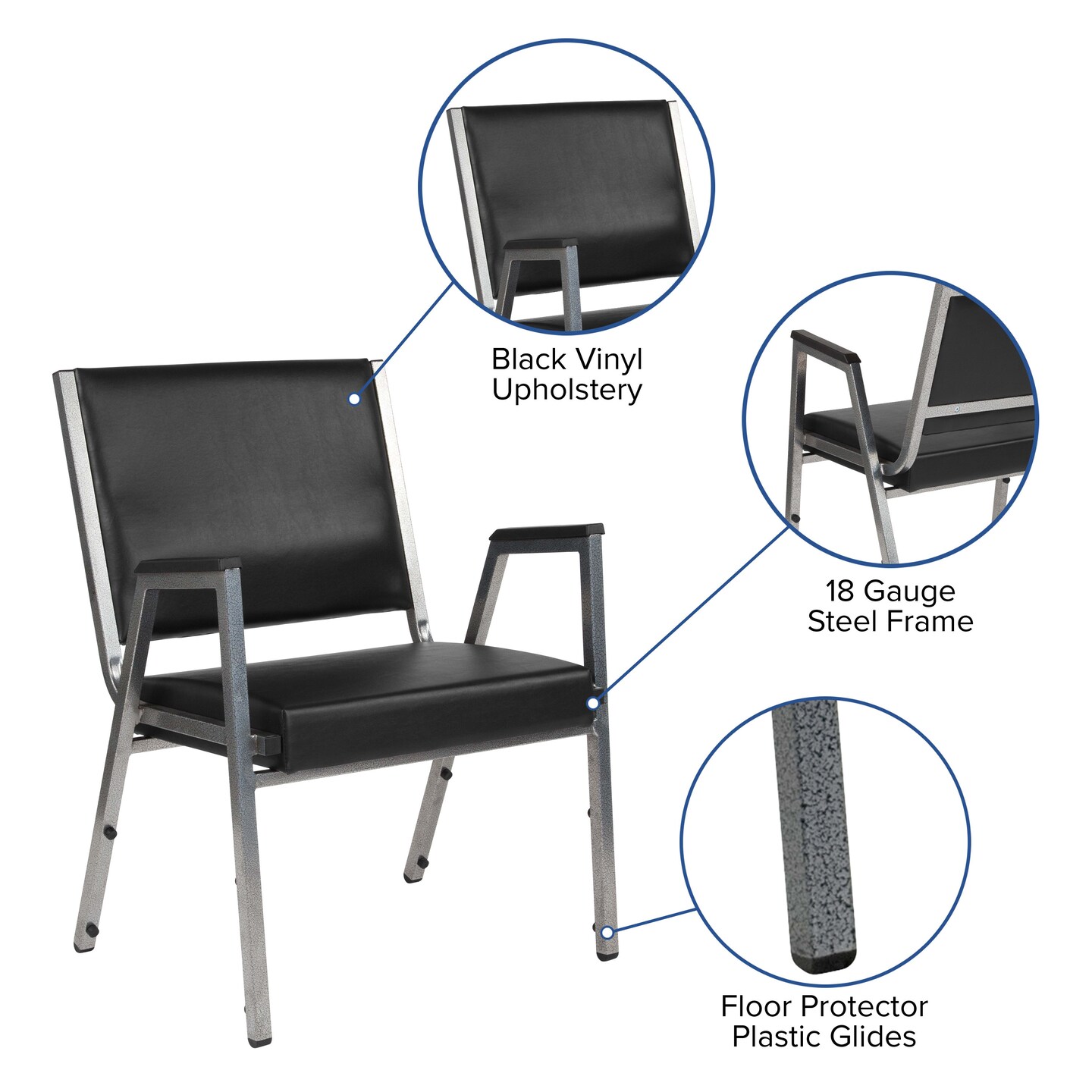 Emma and Oliver 1000 lb. Rated Antimicrobial Bariatric medical Guest Arm Chair