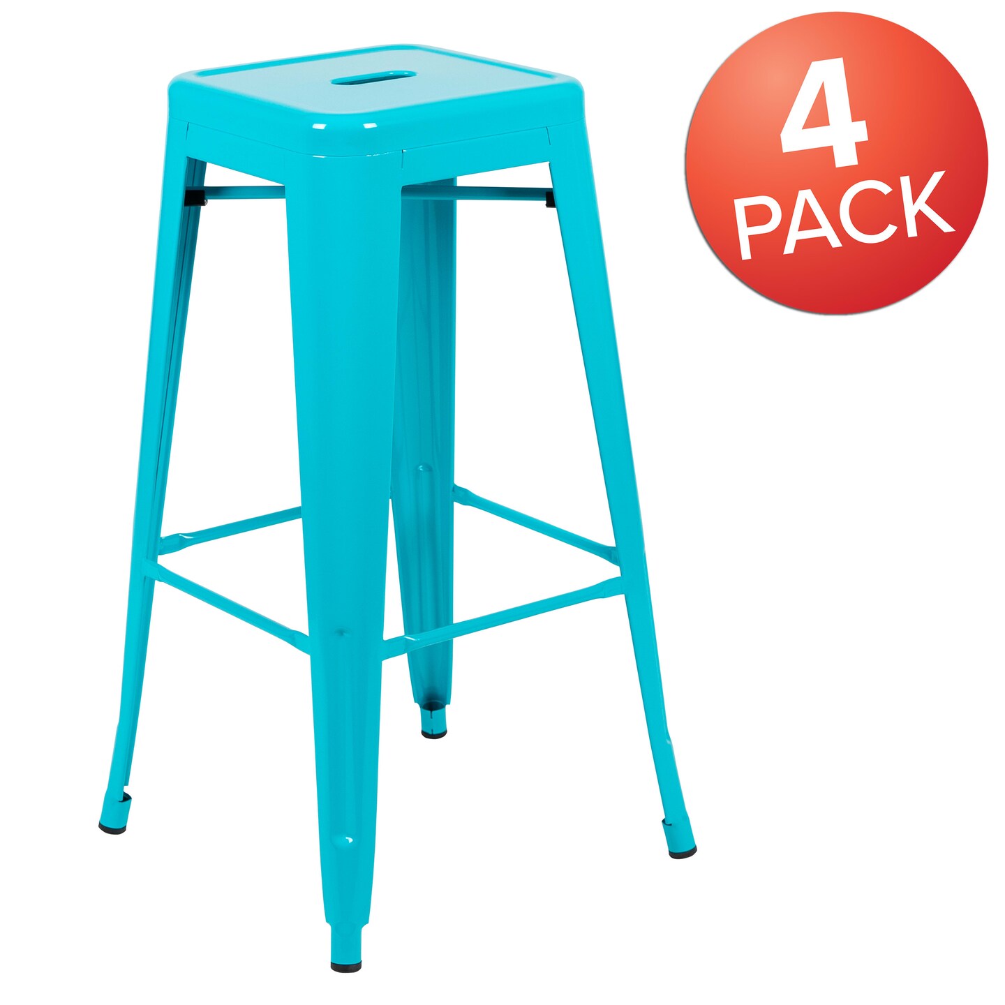Emma and Oliver 4 Pack 30&#x22; High Metal Indoor Bar Stool - Stackable Stool