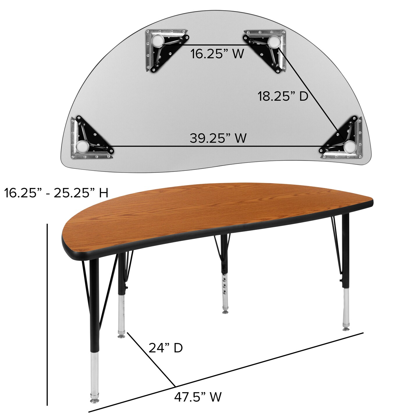 Emma and Oliver 2 Piece 47.5" Circle Collaborative Grey Kids Adjustable Activity Table Set