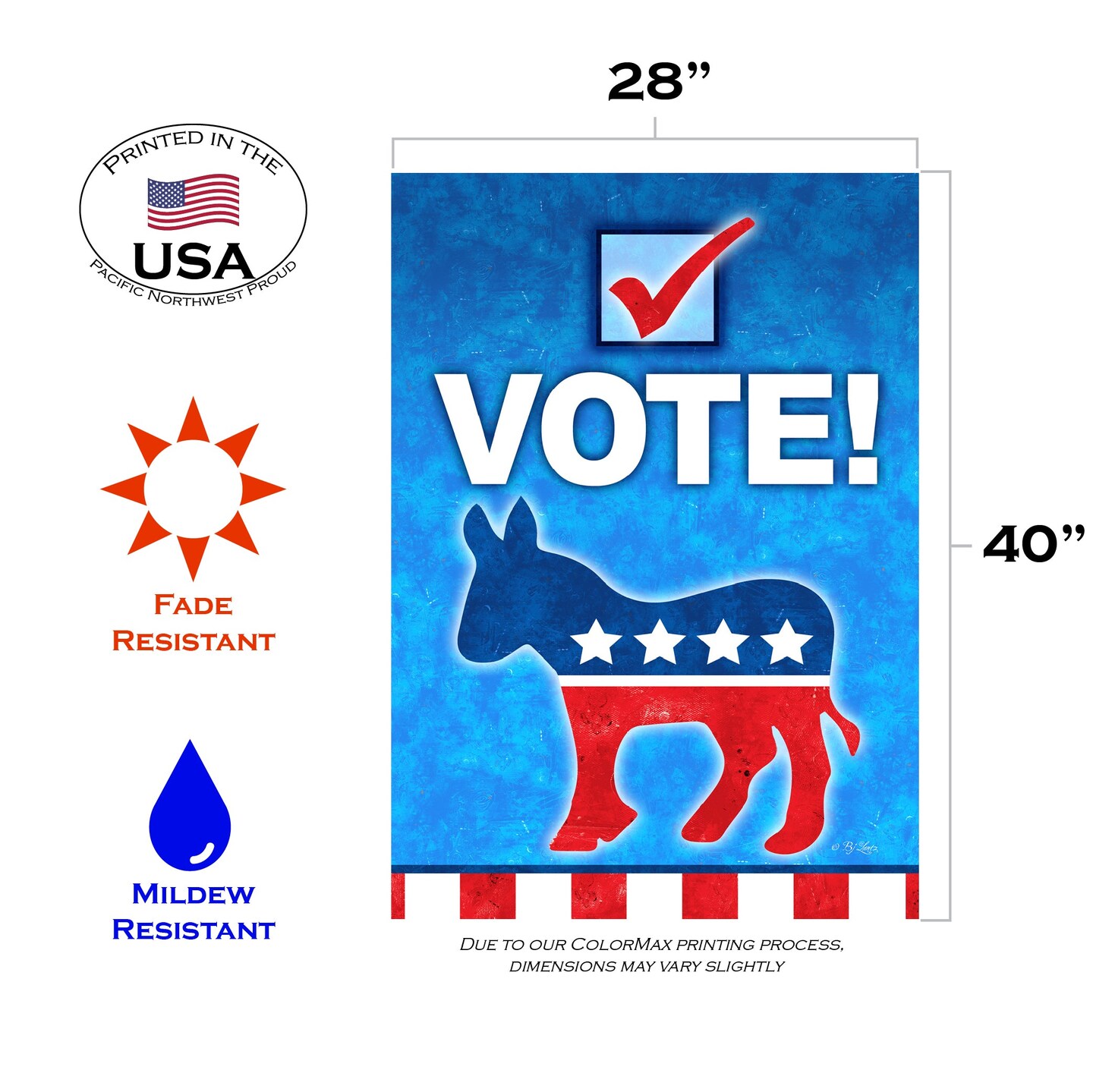 Vote Democrat Decorative Democrat Flag