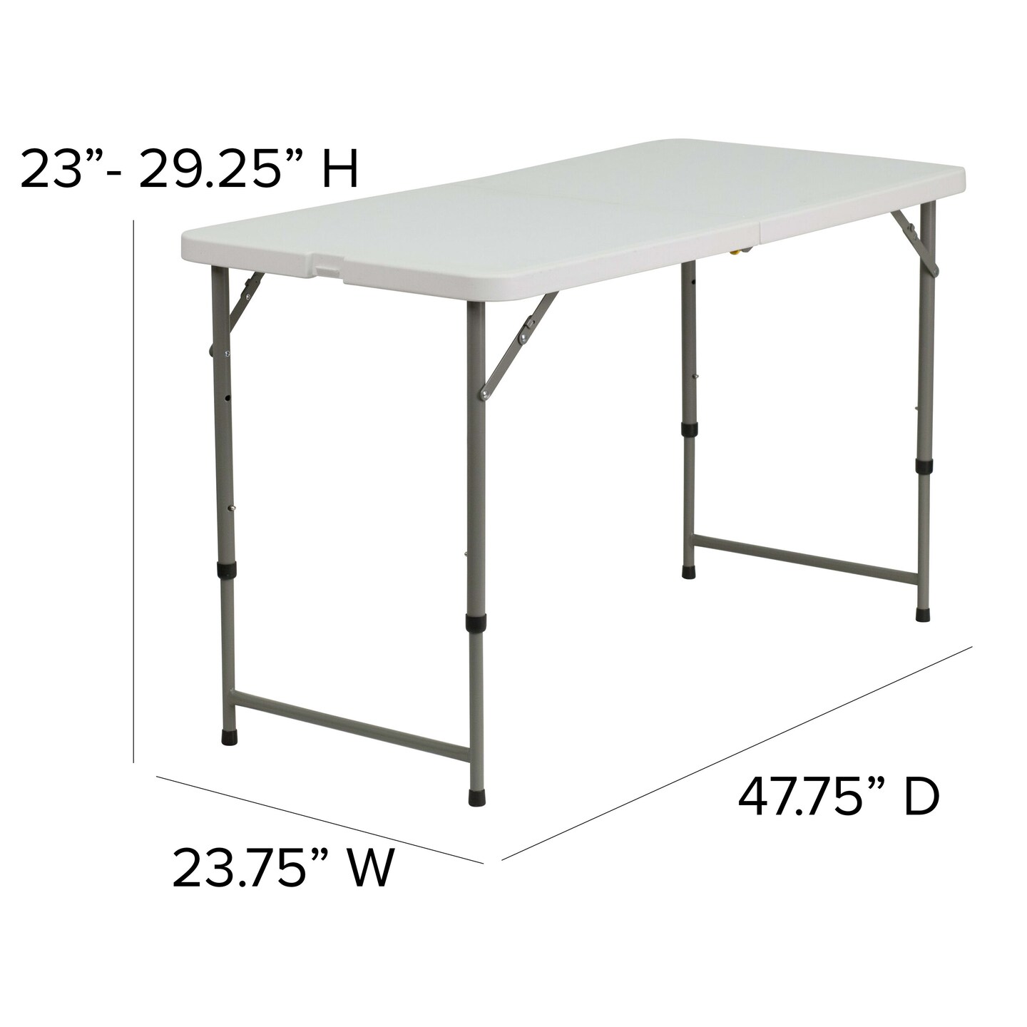 Emma and Oliver 4-Foot Height Adjustable Bi-Fold Plastic Folding Table