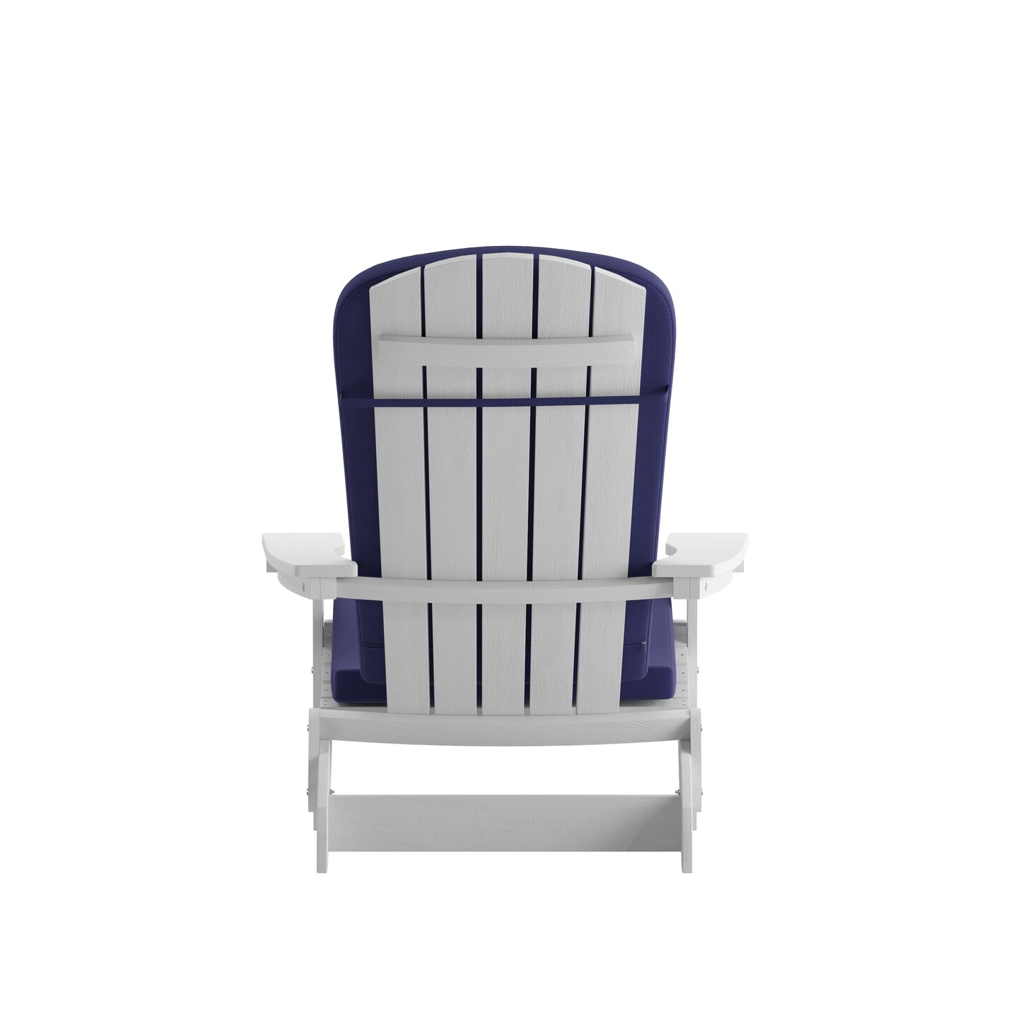 Merrick Lane Riviera Set of 2 Weather Resistant Folding Adirondack Patio Chairs With Vertical Lattice Backs and Comfort Foam Cushions