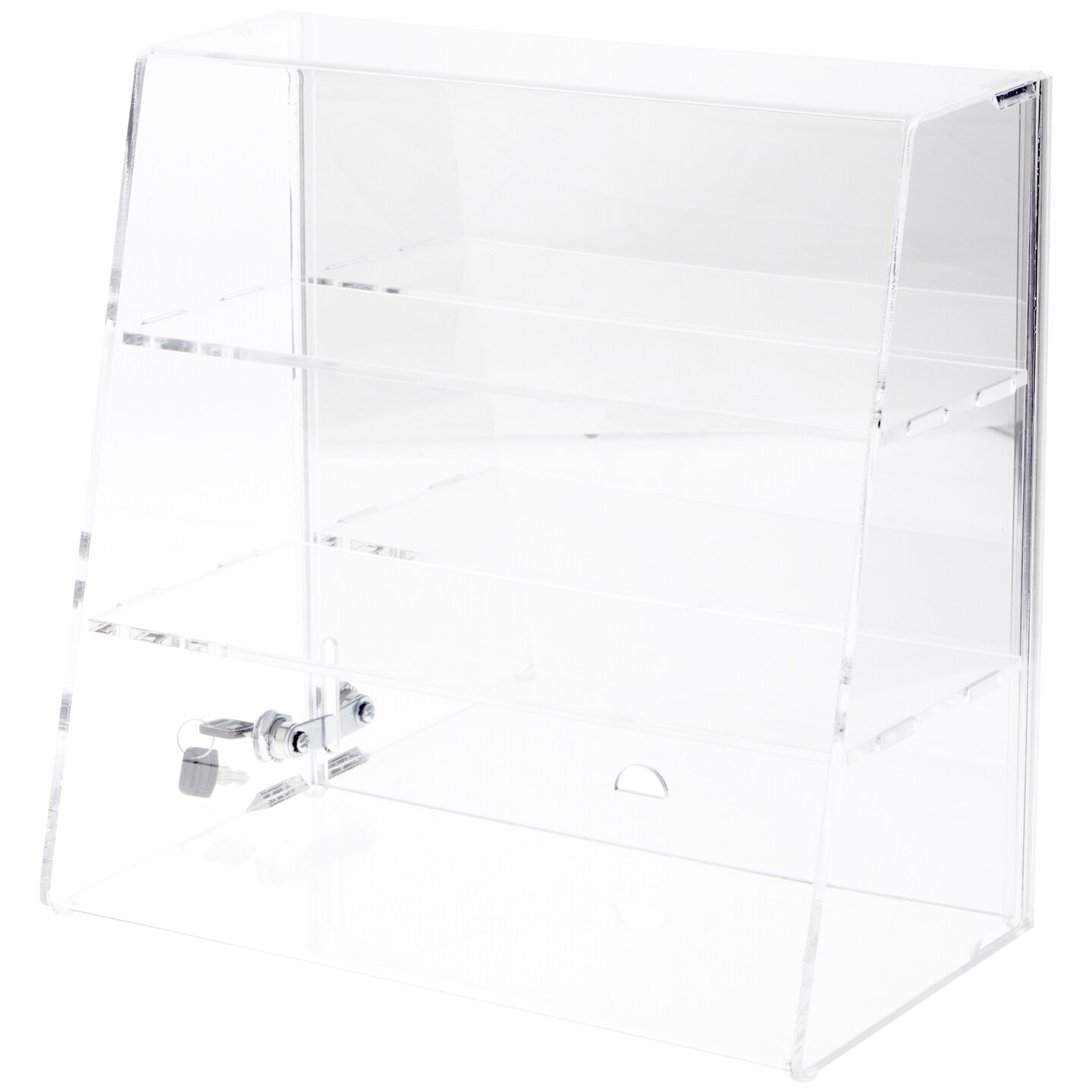 Plymor Acrylic Slant-Front Locking Display Case With 2 Flat Shelves ...