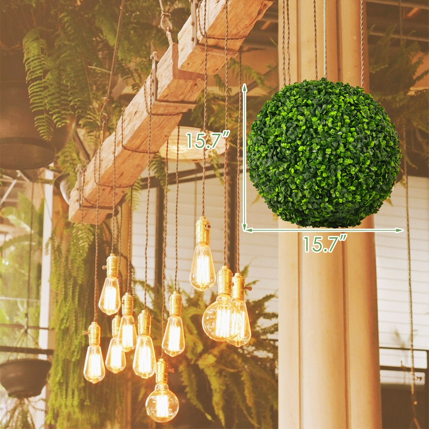 2 Pieces Artificial Boxwood Topiary UV Protected Indoor-Outdoor Balls