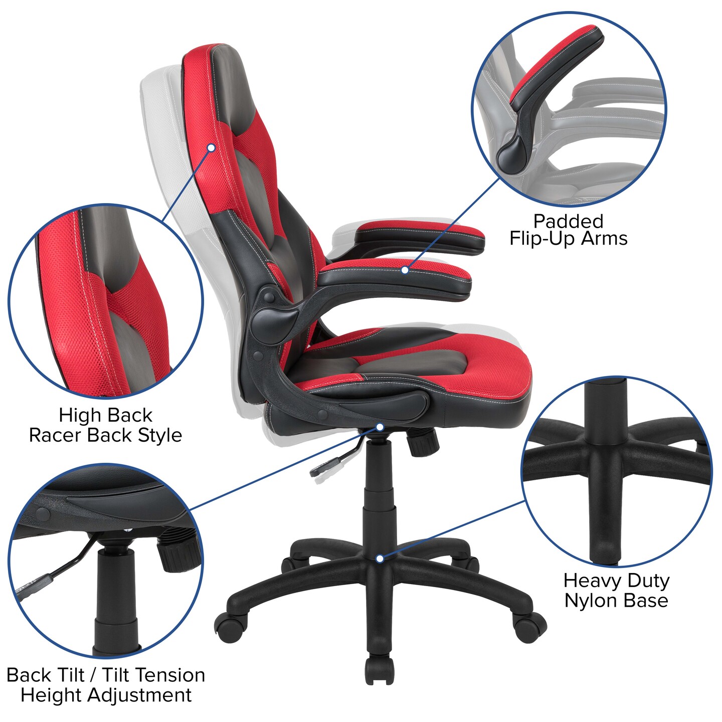 Emma and Oliver Gaming Desk Bundle - Cup/Headphone Holders, Wire Management