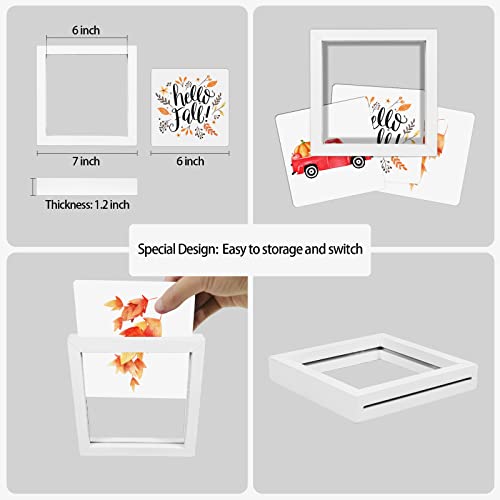 Fall Home Decor Fall Tiered Tray Decor Hello Fall Signs Set of 3 Frames and 36 Interchangeable Sayings Design for Fall Holiday Decoration with Modern White Wooden Frames Fall Decorations for Living Room Table and Wall Decor
