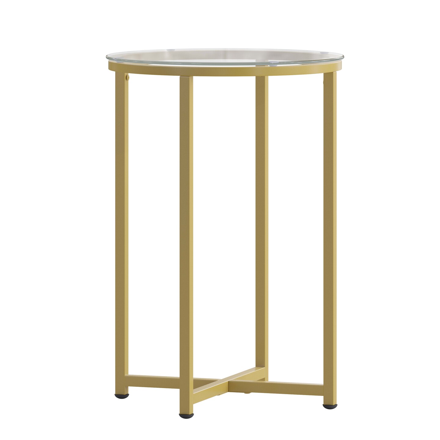 Merrick Lane Fairdale End Table with Round Cross Brace Frame