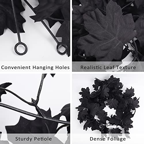 Fall Decor Black Garland, Black Decorations Halloween Garland, Fall Wall Hanging Maple Leaves, Artificial Black Maple Leaf Vine, Halloween Decorations Clearance,Fall Decoration for Home, Pack of 2&#x2026;