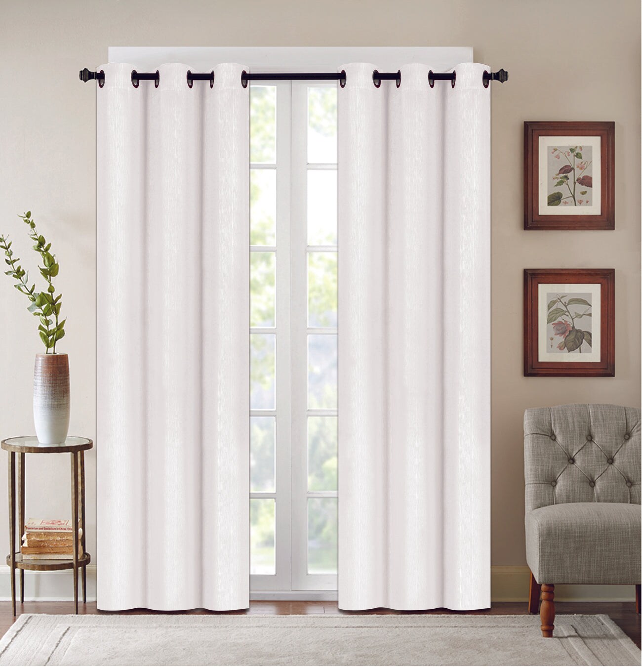 Denver Embossed Faux Silk Blackout Curtain Panel Pair