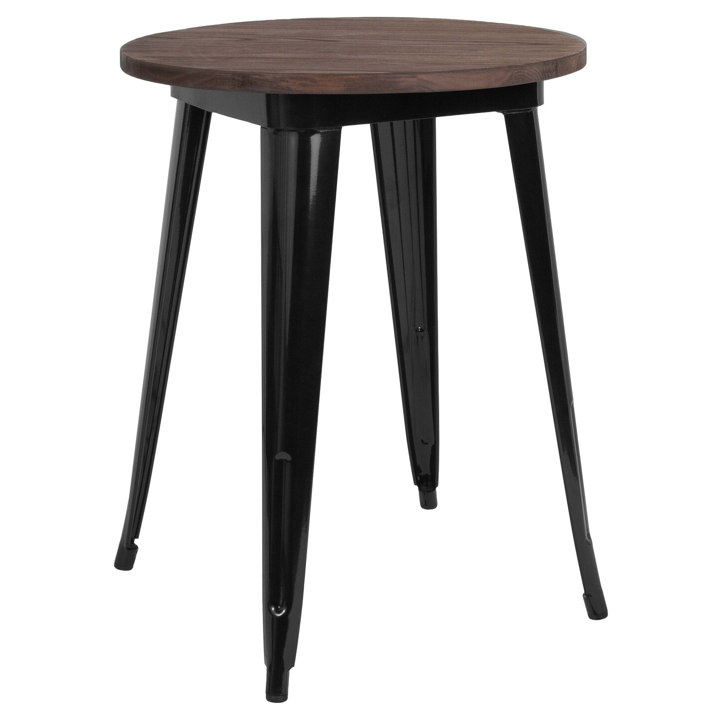 Merrick Lane 24&#x22; Round Metal Indoor Table with Galvanized Steel Frame and Rustic Wood Top
