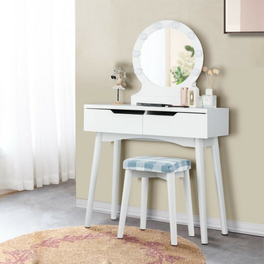 White Dressing Table Lighting Vanity Mirror Dresser Bedroom Furniture
