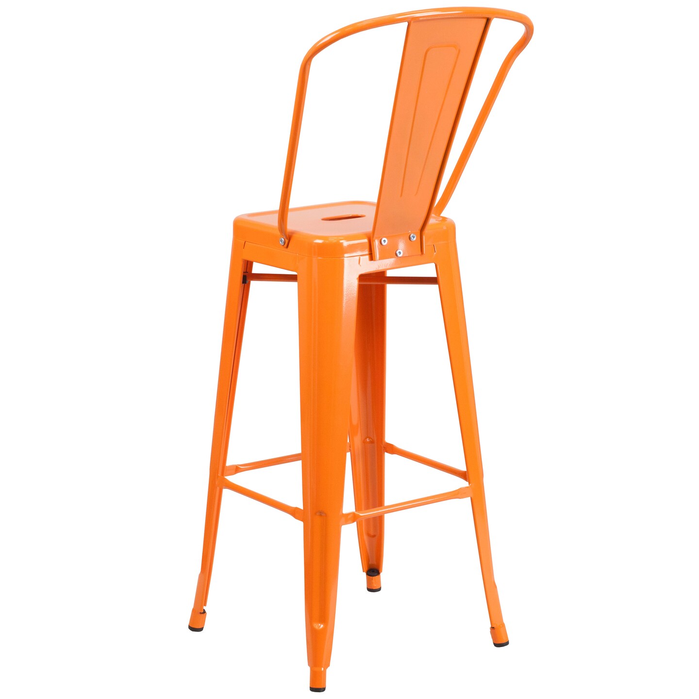 Merrick Lane Dothan Series Metal Stool with Removable Back for Indoor-Outdoor Use