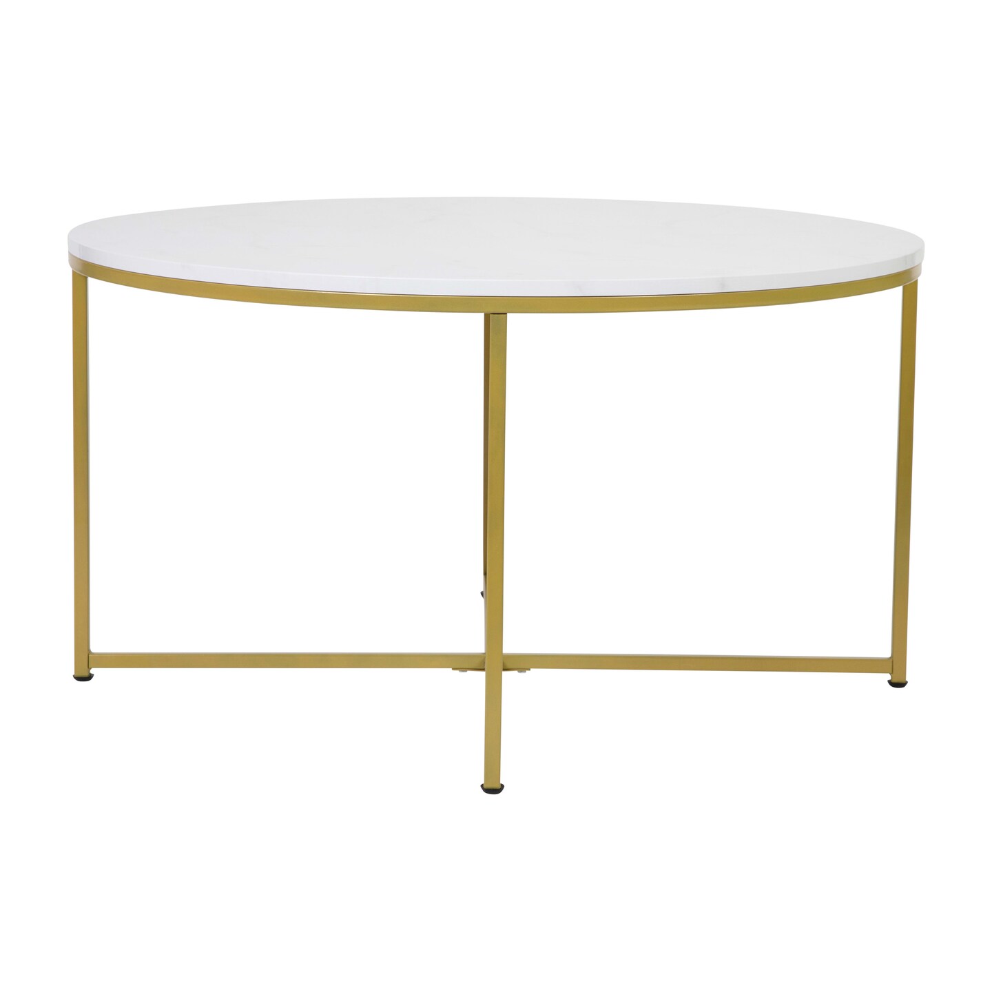 Merrick Lane Fairdale Round Coffee Table Set - 3 Piece Coffee Table Set with Crisscross Frame - Coffee Table &#x26; 2 End Tables