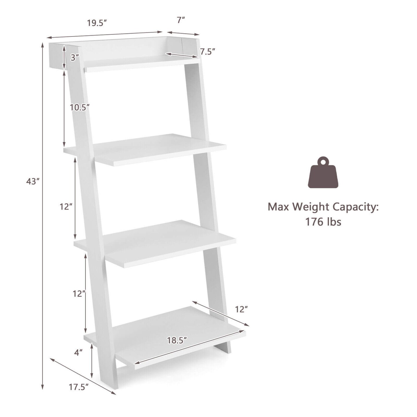 4-Tier Ladder Shelf with Solid Frame and Anti-toppling Device