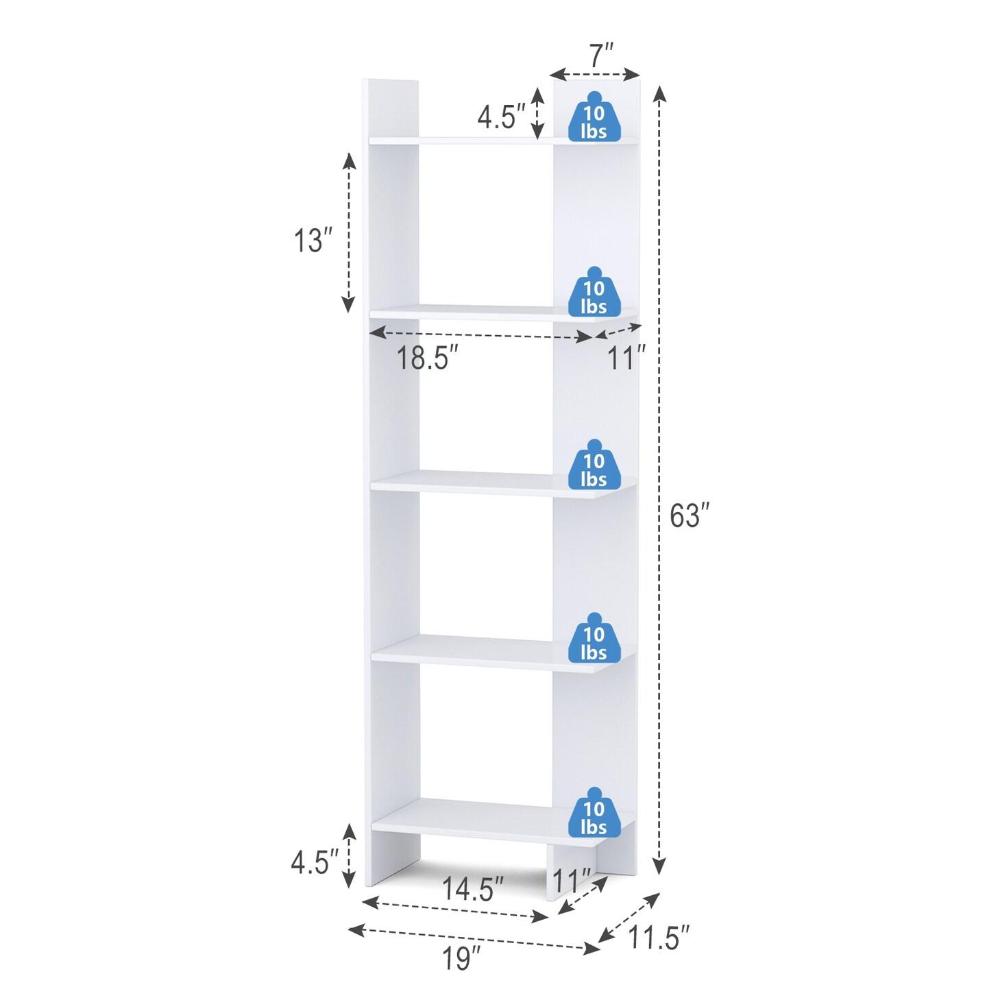 White Room Divider 4 Shelf Open Storage Bookshelf Display Rack