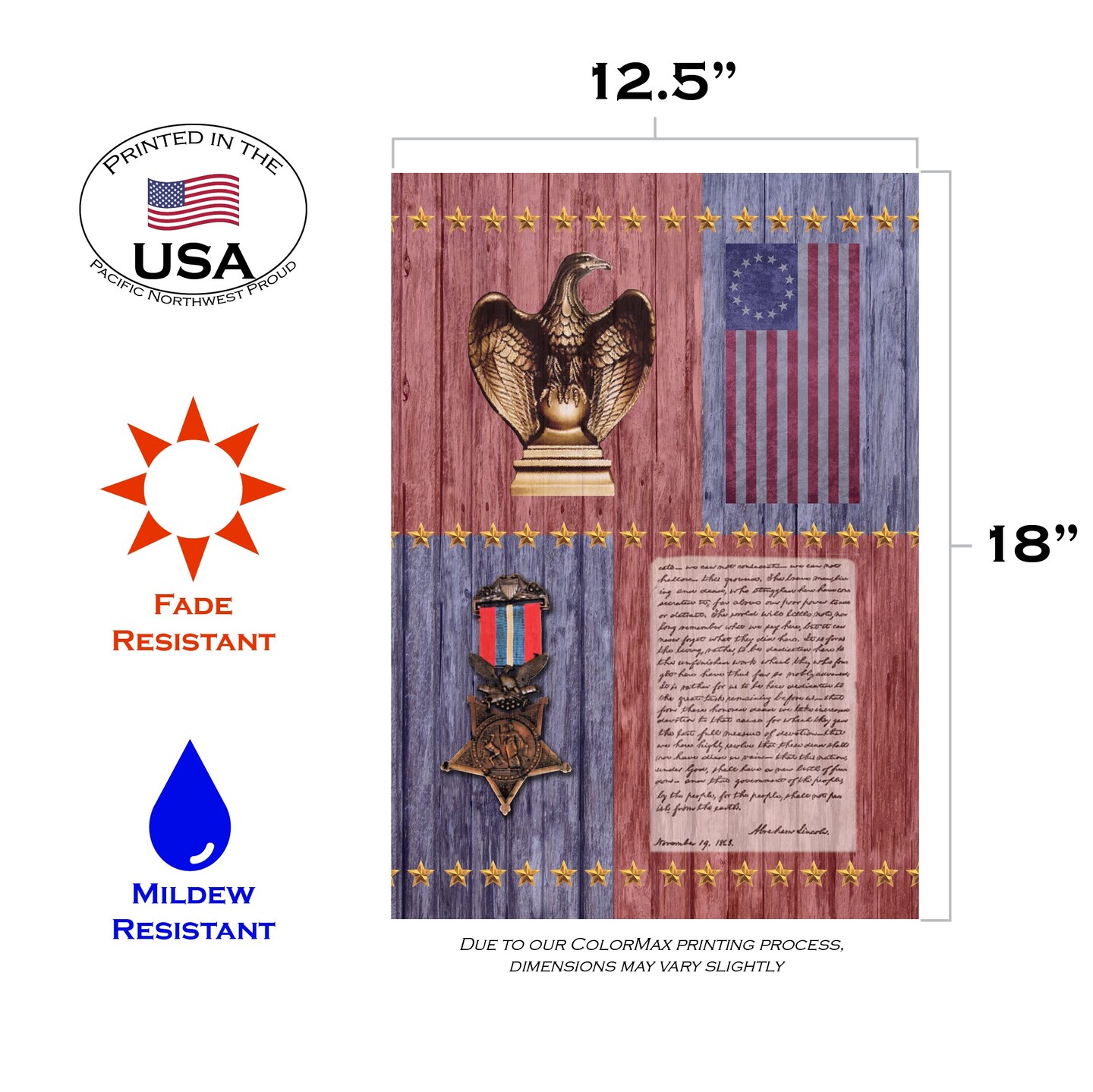 Gettysburg Address Decorative Patriotic Flag