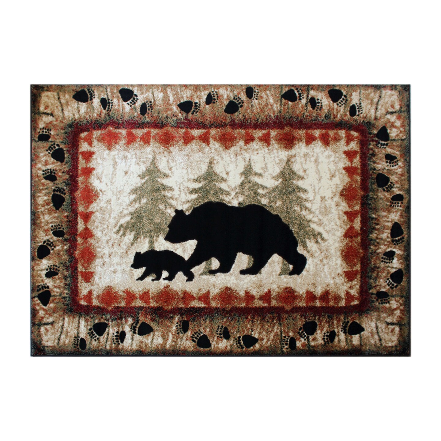 Ruggables Bear Rugs Masada Rugs Cabin/Lodge Theme Area Rug with Bear and Cub Scene | Michaels