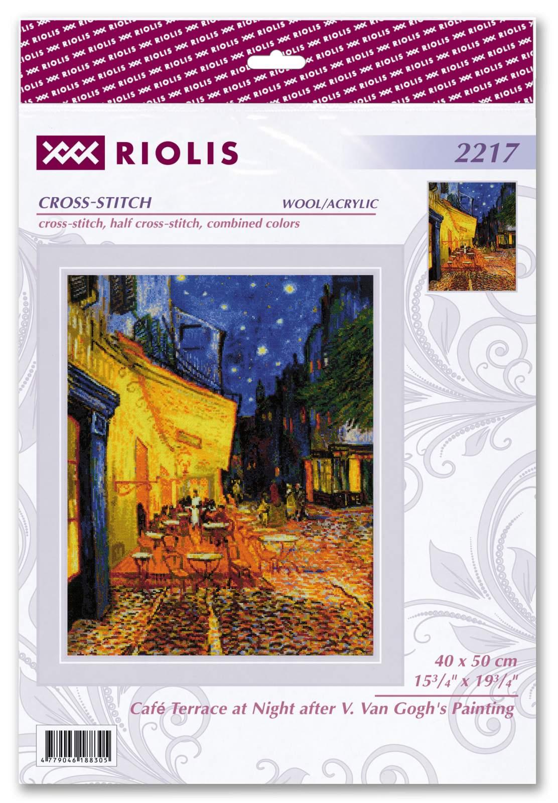 Cafe Terrace at Night after V. Van Gogh&#x27;s Painting R2217 Counted Cross Stitch Kit