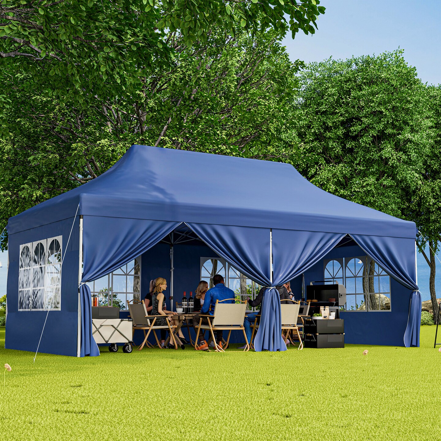 10 X 20 Ft Pop Up Canopy With 6 Sidewalls And Windows And Carrying Bag For Party Wedding Picnic